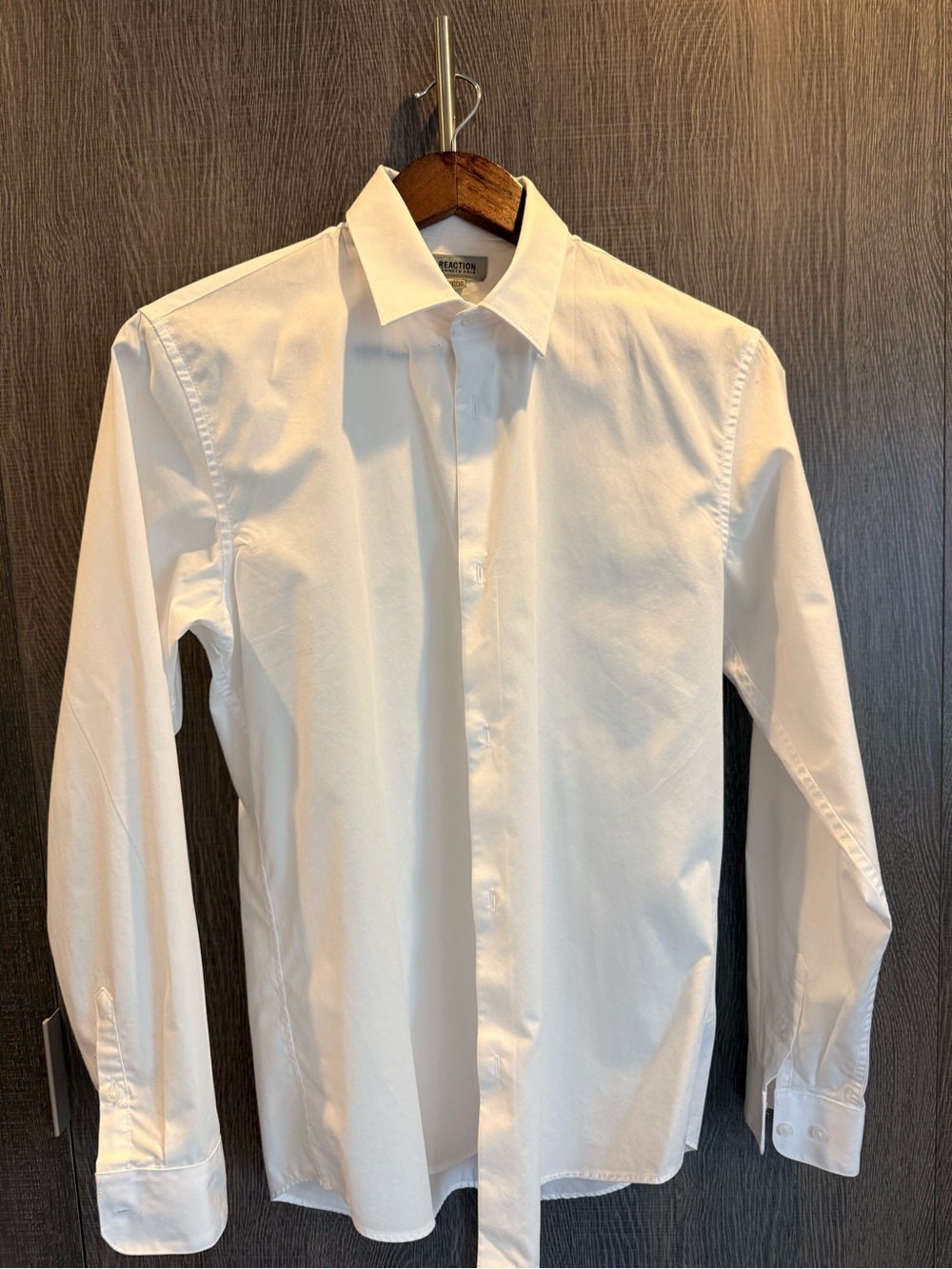 Men’s youth Kenneth Cole White Long-Sleeve Dress Shirt - Hidden Placket